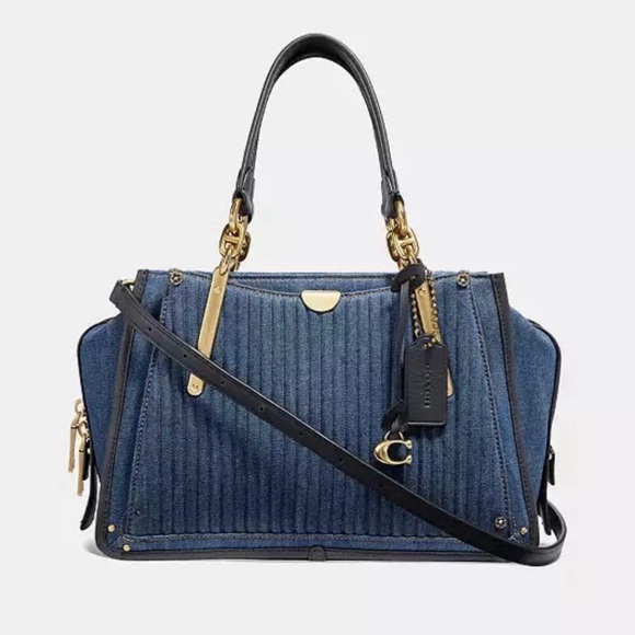 Coach Dreamer With Quilting Denim Top Handle Bag With Crossbody Strap Excellent - Picture 1 of 11